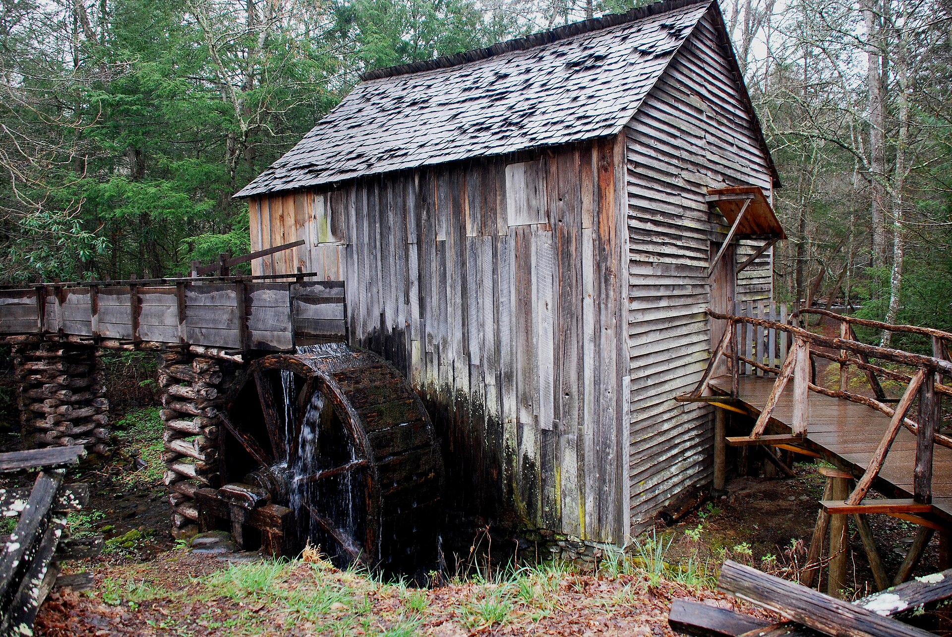 John P. Cable's water-powered gristmill, beside the visitor center