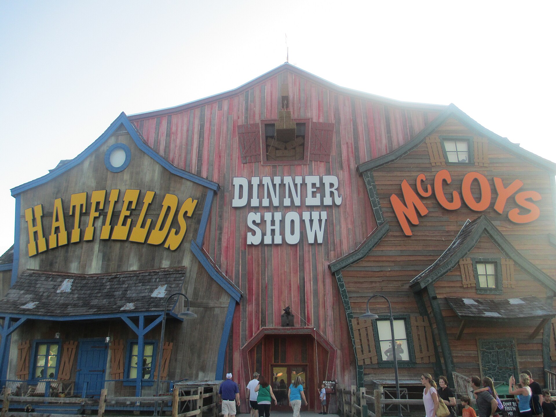 The barn-style front of the Hatfield & McCoy dinner theater, 2012