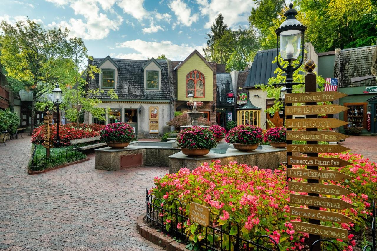 Downtown Gatlinburg's shops and gardens, a short drive from the chalet · © Fireflies and Moonshine