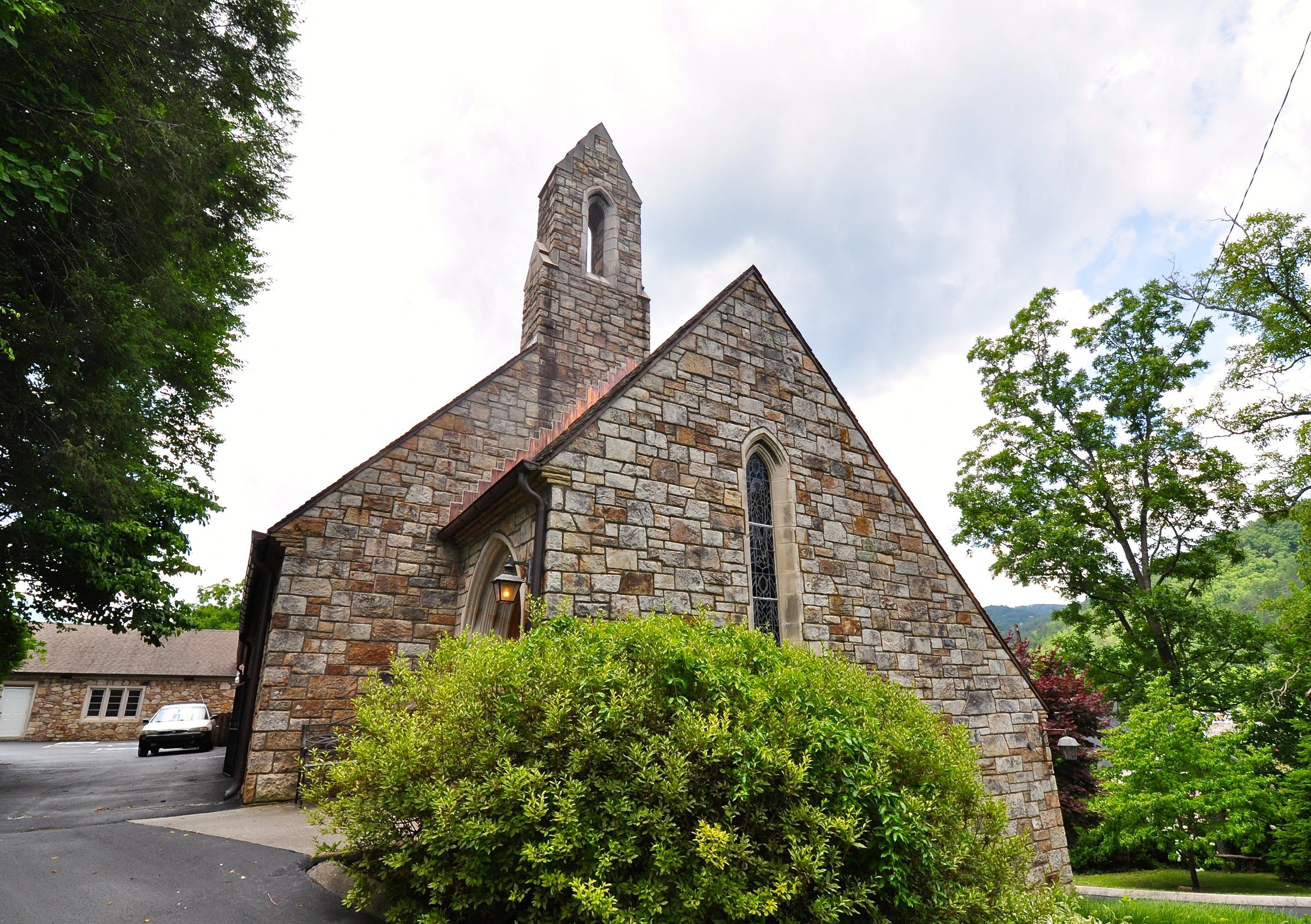 The stone First United Methodist Church, a stop on the all-ages tour