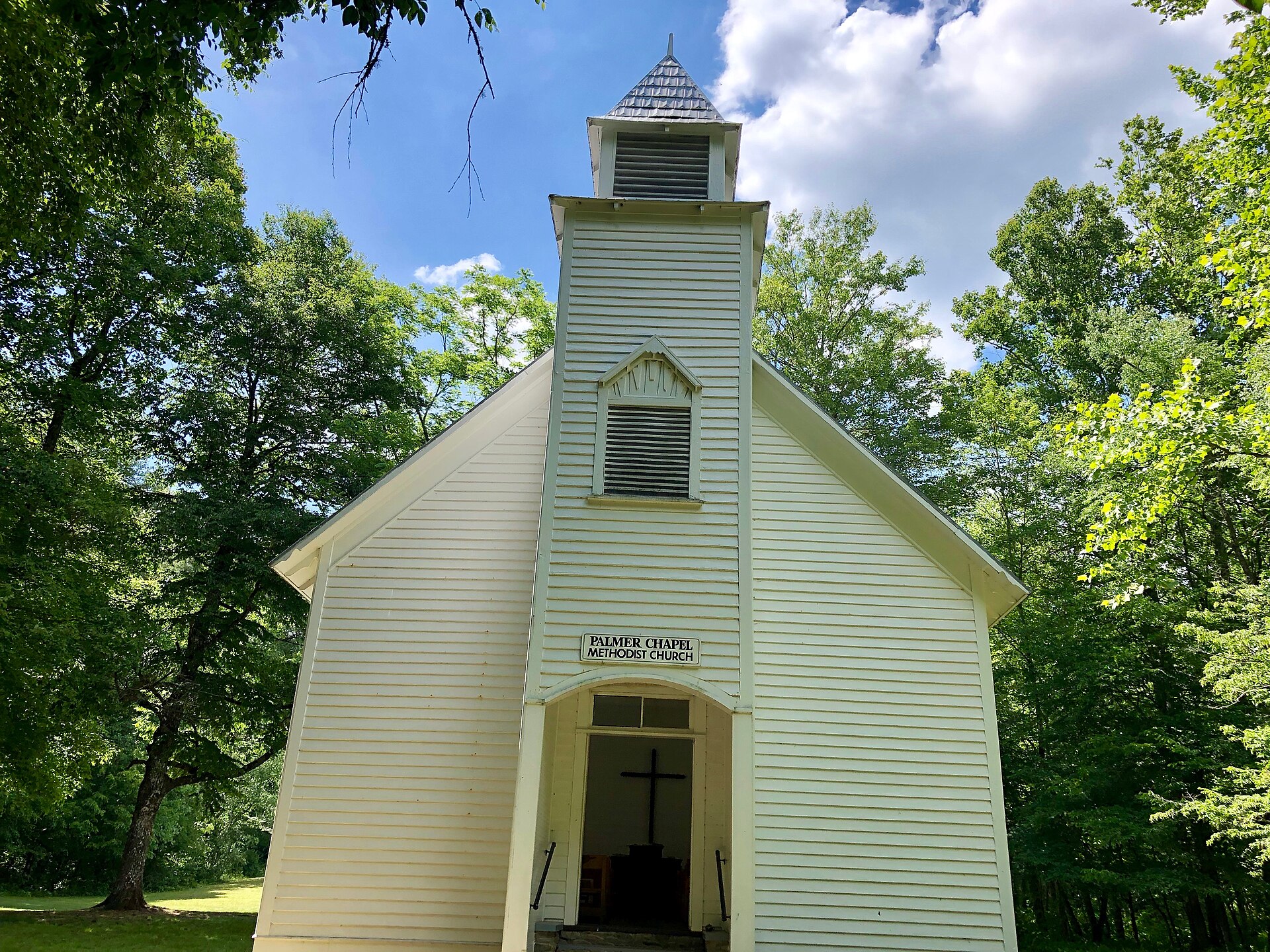 Palmer Chapel, the white frame Methodist church in Big Cataloochee