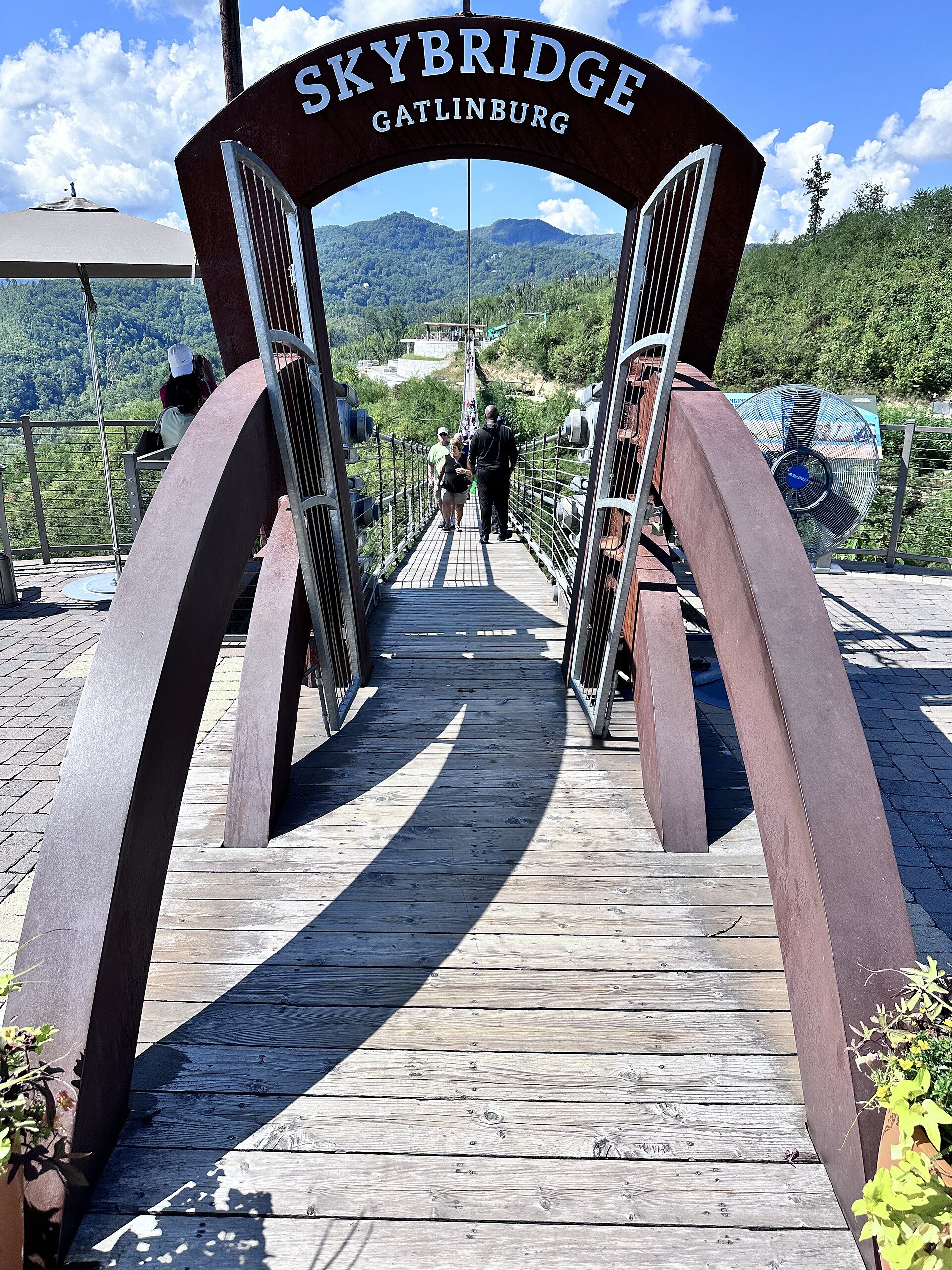 The SkyBridge entrance arch at the top of Crockett Mountain