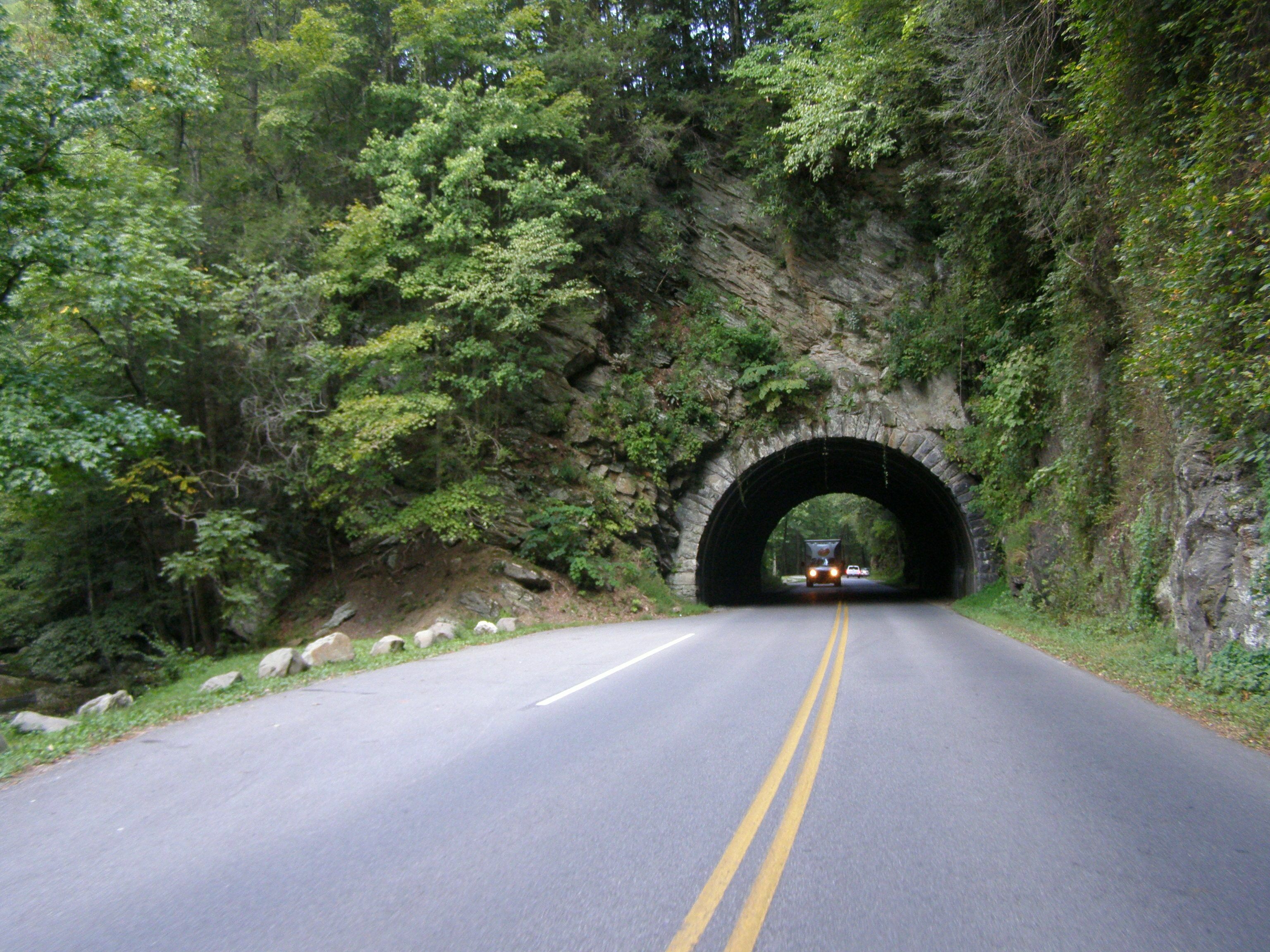The stone tunnel on Newfound Gap Road, the route of the high-country tours