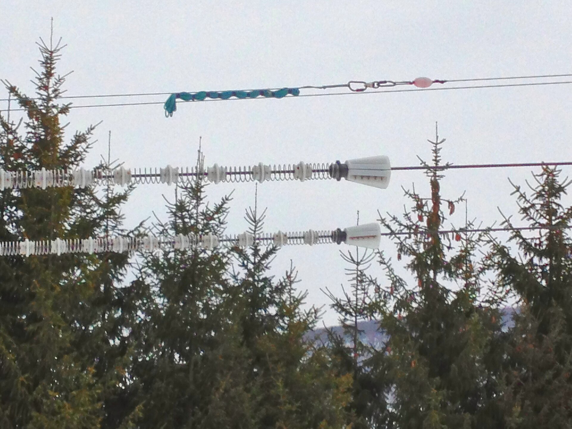 A spring brake at the end of a zip line in Pennsylvania's Poconos